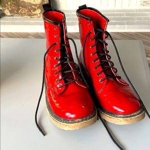 Red boots lace up
